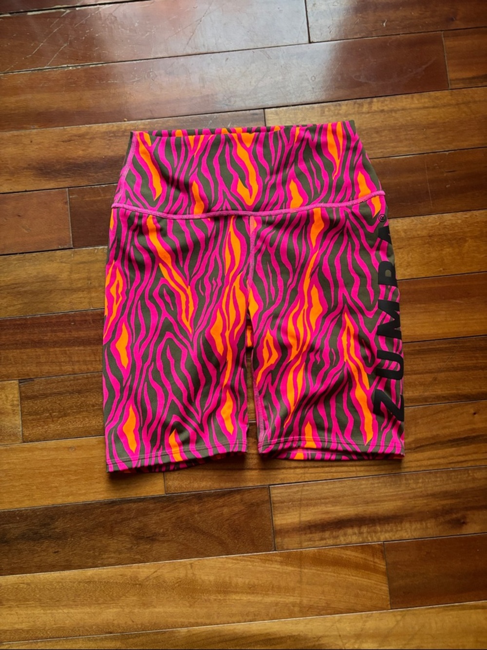 Zumba Women's Pink & Orange Zebra-Print Active Shorts